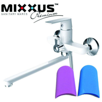 Змішувач для ванни довгий ніс MIXXUS Premium Tiger EURO White (білий) (Chr-006), Польща