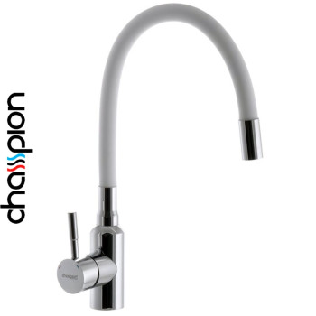 Змішувач для кухні рефлекторний білий гусак Champion Sus-011 REFLECTOR White Chrome, (хромована нержавіюча сталь)