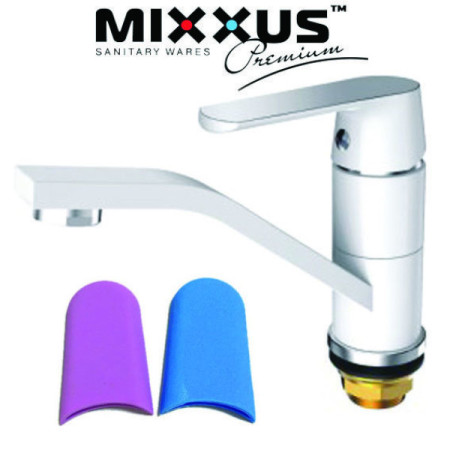 Змішувач для умивальника ялинка на гайці 15см MIXXUS Premium Tiger White (білий) (Chr-555), Польща