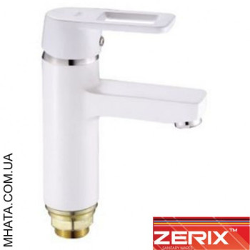 Змішувач для умивальника на гайці Zerix 1030-7 White (Chr-001)