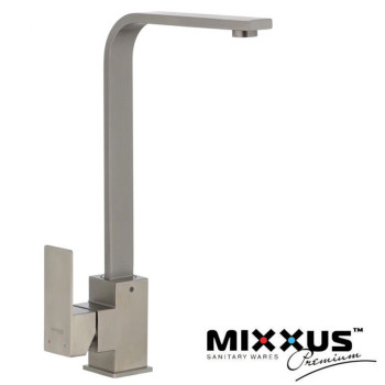 Змішувач для кухні Вухо на гайці MIXXUS Kub (Chr-017), Польща (нержавіюча сталь)