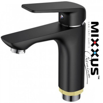 Змішувач для умивальника на гайці Mixxus Oregon Black (Chr-001)