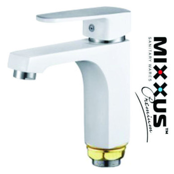 Змішувач для умивальника на гайці MIXXUS Missouri White (білий) (Chr-001), Польща