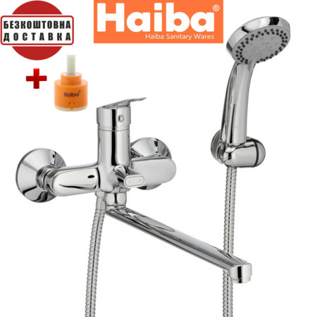 Змішувач для ванни довгий ізлив HAIBA Nikas EURO (Chr-006)