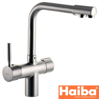 Змішувач для кухні Вухо HAIBA HANS RS-021 з додатковим краном під осмос (нержавіюча сталь)