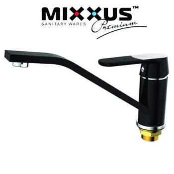 Змішувач для кухні ялинка на гайці 25см MIXXUS Premium Tiger Black (чорний) (Chr-555), Польща