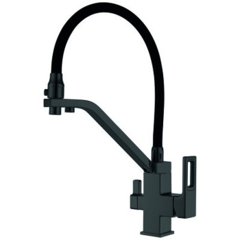 Змішувач для кухні KB-72009-05 з виходом під осмос, колір чорний, гусак силіконовий, Чехія