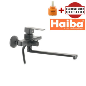 Смеситель для ванны длинный нос HAIBA Kubus EURO Graphite (Chr-006)