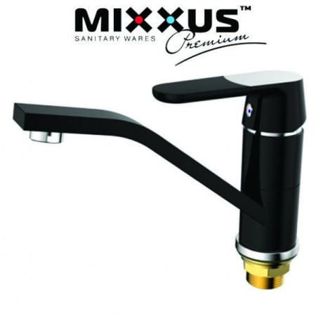 Змішувач для умивальника ялинка на гайці 15см MIXXUS Premium Tiger Black (чорний) (Chr-555), Польща