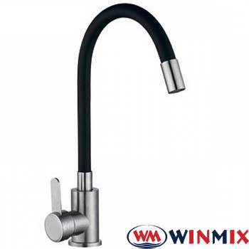 Змішувач для кухні Вухо WINMIX DAX 011 BLACK рефлекторний чорний гусак (Chr-011), Польща (нержавіюча сталь)