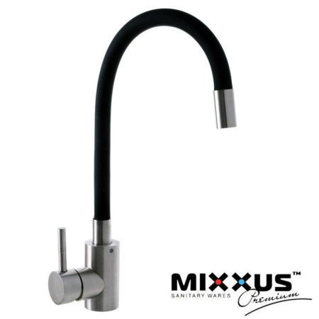 Змішувач для кухні Вухо MIXXUS Sus 011 Black рефлекторний чорний гусак (Chr-011), Польща (нержавіюча сталь)