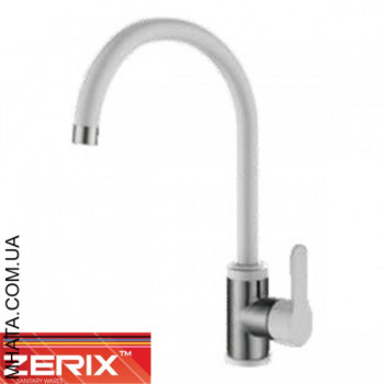 Змішувач для кухні Вухо Zerix LR74105W White (білий+нержавіюча сталь)