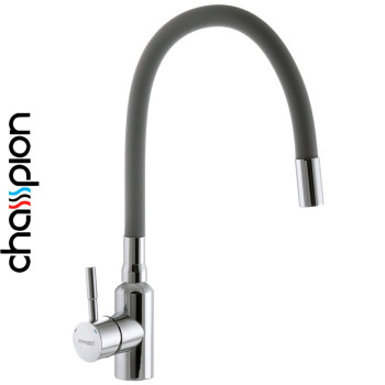 Змішувач для кухні рефлекторний сірий гусак Champion Sus-011 REFLECTOR GRAY Chrome (хромована нержавіюча сталь)