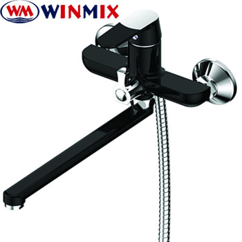 Змішувач для ванни довгий ніс Winmix Premium Tiger EURO Black (чорний) (Chr-006), Польща