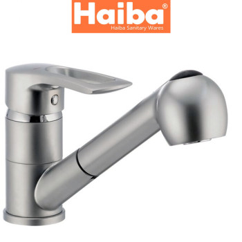 Змішувач для кухні ялинка з лійкою HAIBA HANSBERG SATIN (Chr-014)