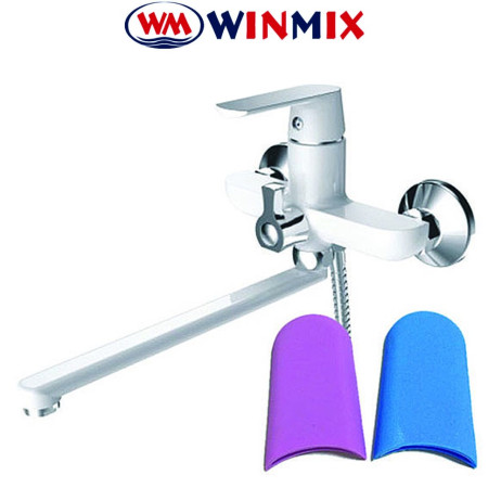 Змішувач для ванни довгий ніс WINMIX Premium Tiger EURO White (білий) (Chr-006), Польща