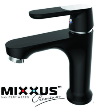 Змішувач для умивальника на гайці MIXXUS Premium Tiger Black (чорний) (Chr-001), Польща