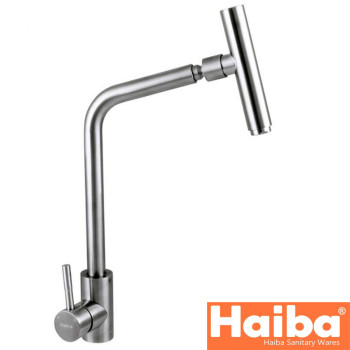 Змішувач для кухні Вухо HAIBA Sus 017 обертовий вилив з нержавіючої сталі