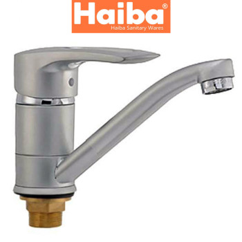 Змішувач умивальник ялинка на гайці HAIBA HANSBERG SATIN (Chr-555) 15cm