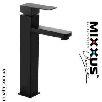 Змішувач для умивальника MIXXUS KUB Black High нерж. сталі (Chr-001), Польща