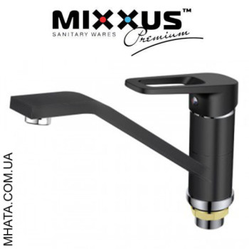 Змішувач для кухні ялинка на гайці 25 см Mixxus Nevada Black (Chr-555)