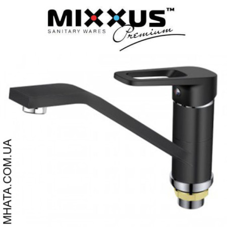 Змішувач для кухні ялинка на гайці 25 см Mixxus Nevada Black (Chr-555)