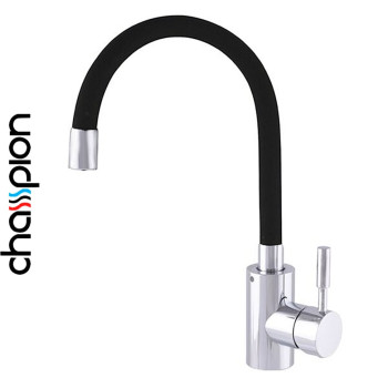 Змішувач для кухні рефлекторний чорний гусак Champion Sus-011 REFLECTOR BLACK Chrome (хромована нержавіюча сталь)