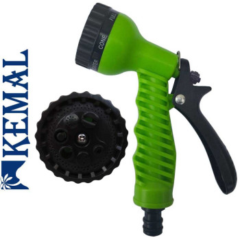 Пистолет поливочный 7 режимов,  пластик Kemal P5003G, Турция (диаметр лейки 45 мм)