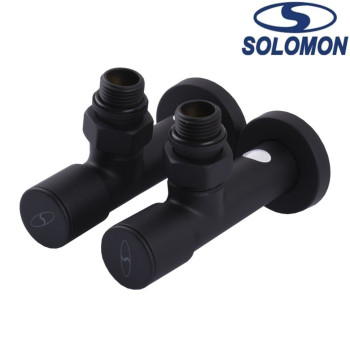 Набір кутовий кран з американкою Solomon LUX 1/2 7777 2 шт. BLACK, Польща