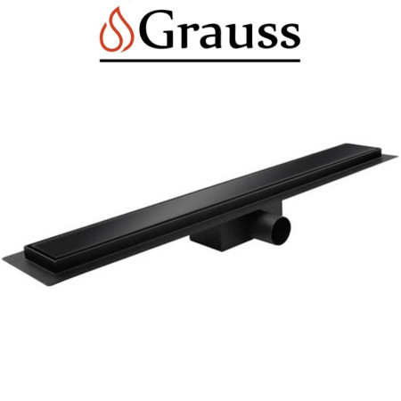 Душовий трап з нержавіючої сталі SUS304 FD08-70x500-GLASS BLACK (Чорний), Grauss Чехія.