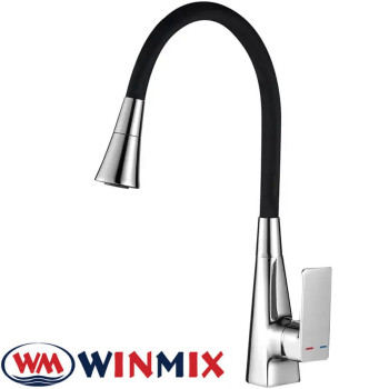 Змішувач для кухні Winmix ETNA NUT REFLECTOR BLACK (Chr-014 T) з рефлекторним силіконовим виливом, Польща