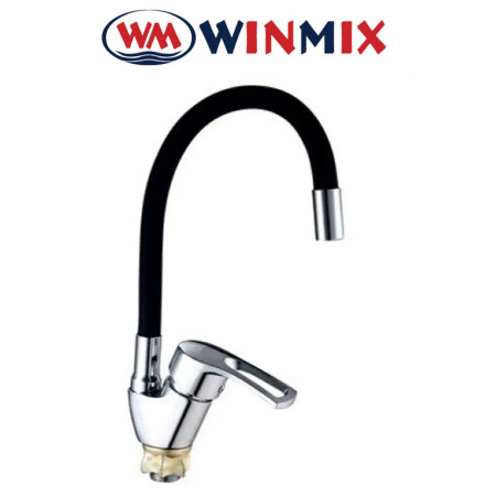 Змішувач для кухні Вухо Winmix YUB4-181 BLACK REFLECTOR рефлекторний чорний гусак із силіконовим виливом, Польща
