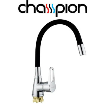 Смеситель для кухни рефлекторный черный гусак на гайке Champion NUT SOP-014-045 REFLECTOR BLACK