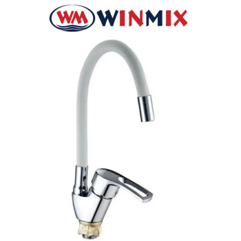Змішувач для кухні Вухо Winmix YUB4-181 WHITE REFLECTOR рефлекторний білий гусак із силіконовим виливом, Польща