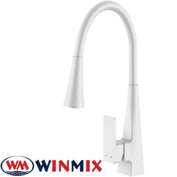 Змішувач для кухні Winmix ETNA WHITE NUT REFLECTOR WHITE (Chr-014 T) з рефлекторним силіконовим виливом, Польща