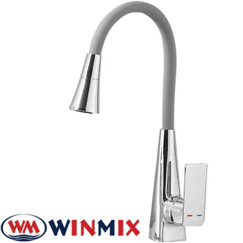 Змішувач для кухні Winmix ETNA NUT REFLECTOR GREY (Chr-014 T) з рефлекторним силіконовим виливом, Польща