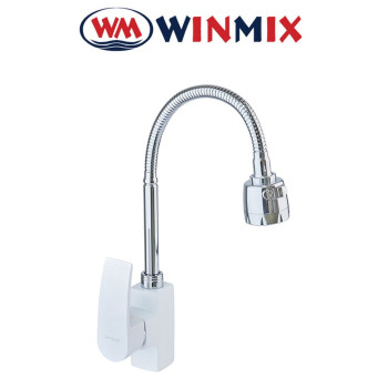 Змішувач для кухні білий з рефлекторним гусаком Winmix (nut) Magnum REFLECTOR White-Chrome (Chr-011), Польща