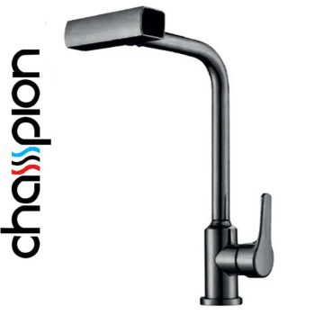 Змішувач для кухні з висувною поворотною лійкою Champion MOZ-014 GRAPHITE з нержавіючої сталі
