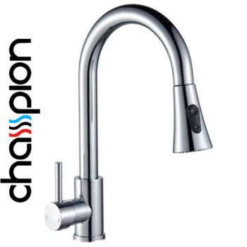 Смеситель для кухни с выдвижной лейкой Champion NEO-014 CHROME, SUS304 из нержавеющей стали