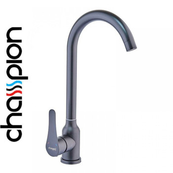 Смеситель для кухни черный гусак Champion SAP-011 BLACK, из нержавеющей стали