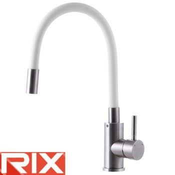 Смеситель для кухни рефлекторный белый гусак Rix SUS (Chr-011) REFLECTOR WHITE, SUS304 из нержавеющей стали