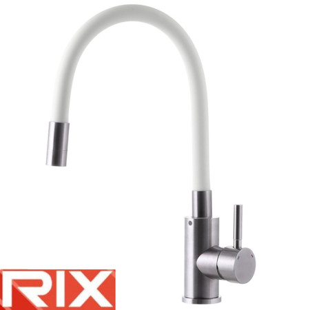 Смеситель для кухни рефлекторный белый гусак Rix SUS (Chr-011) REFLECTOR WHITE, SUS304 из нержавеющей стали