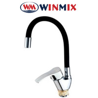 Змішувач для кухні Вухо Winmix YUB4-279 BLACK REFLECTOR рефлекторний чорний гусак із силіконовим виливом, Польща