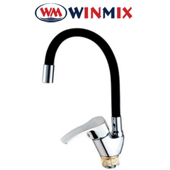 Змішувач для кухні Вухо Winmix YUB4-279 BLACK REFLECTOR рефлекторний чорний гусак із силіконовим виливом, Польща