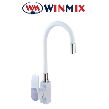 Змішувач для кухні білий сіліконовий гусак Winmix (nut) Magnum REFLECTOR White-Chrome (Chr-011), Польща