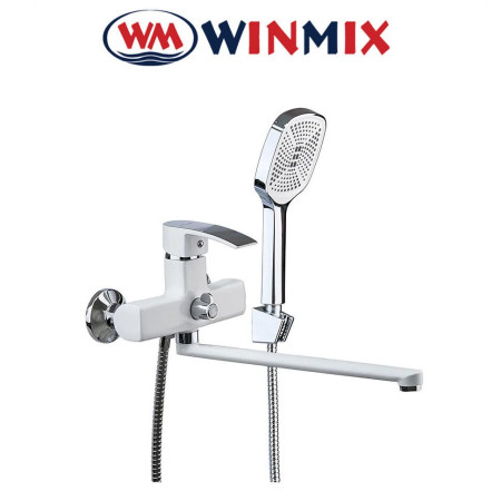 Змішувач для ванни довгий ніс Winmix (Euro) Magnum White-Chrome (Chr-006), Польща