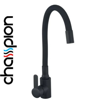 Смеситель для кухни рефлекторный черный гусак Champion EZA-011 REFLECTOR BLACK, из нержавеющей стали