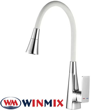 Змішувач для кухні Winmix ETNA NUT REFLECTOR WHITE (Chr-014 T) з рефлекторним силіконовим виливом, Польща