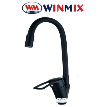 Змішувач для кухні Вухо Чорний Winmix FANY (nut) Reflector Black (Chr-011), без підведення, рефлекторний, Польща