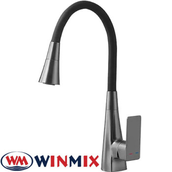 Змішувач для кухні Winmix ETNA GRAPHITE NUT REFLECTOR BLACK (Chr-014 T) з рефлекторним силіконовим виливом, Польща